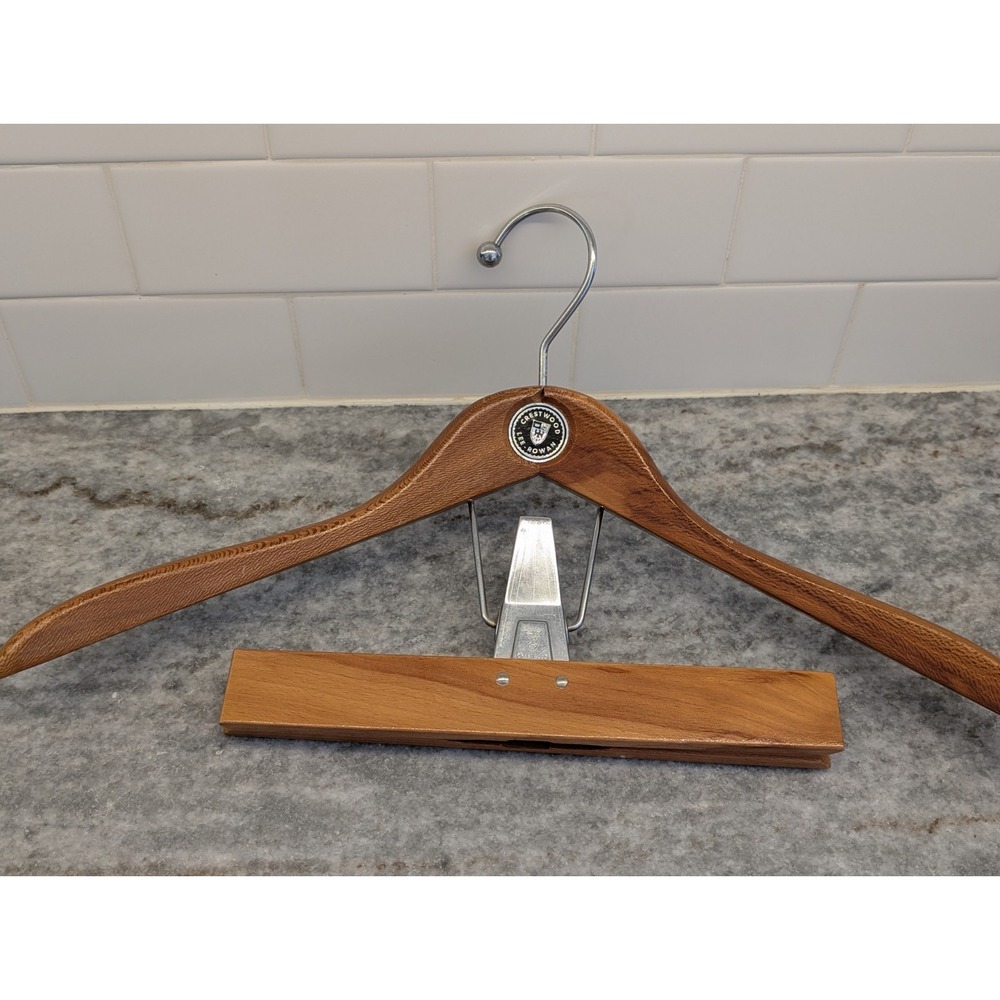 Vintage Hangers Solid Wooden Lee Rowan Wooden‎ 17" Suit Hanger